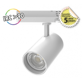 Spot LED sur Rail Blanc 45W 3000K 30° IRC90 - Garantie 5 ans