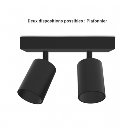 Applique orientable 2 spots noir GU10 x2