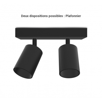 Applique orientable 2 spots noir GU10 x2
